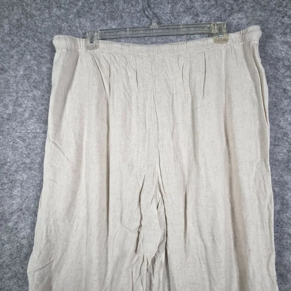 American Eagle Women's Linen Pants Beige Tan Elastic waistband Relaxed Size XXL - Picture 7 of 9